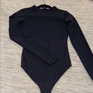 Fendi Black Long Sleeve Bodysuit